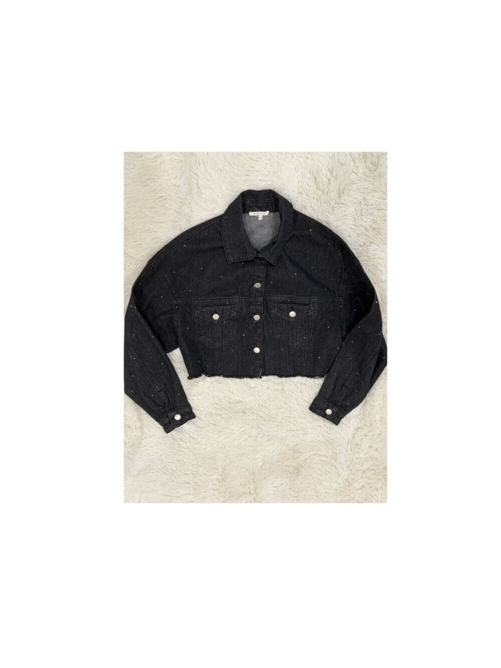 BaeVely Black Cropped Denim Jacket - Sz. Small (EUC)